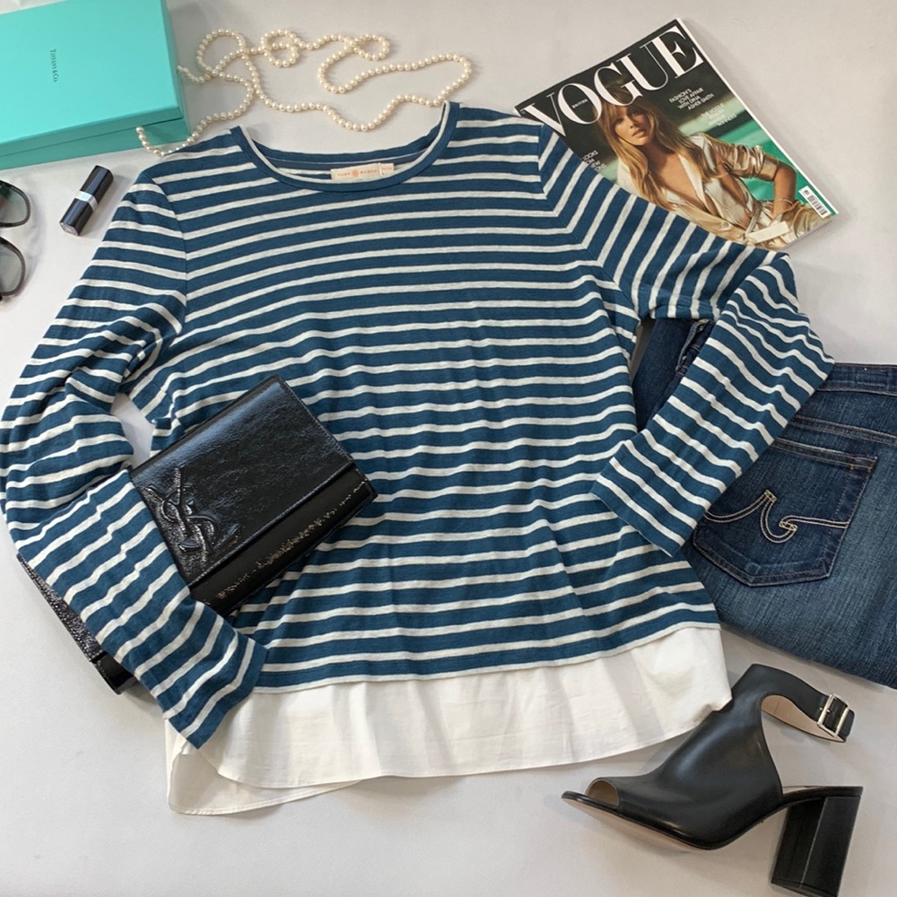 Tory Burch Linen Striped Long Sleeve Shirt - Like New! XL